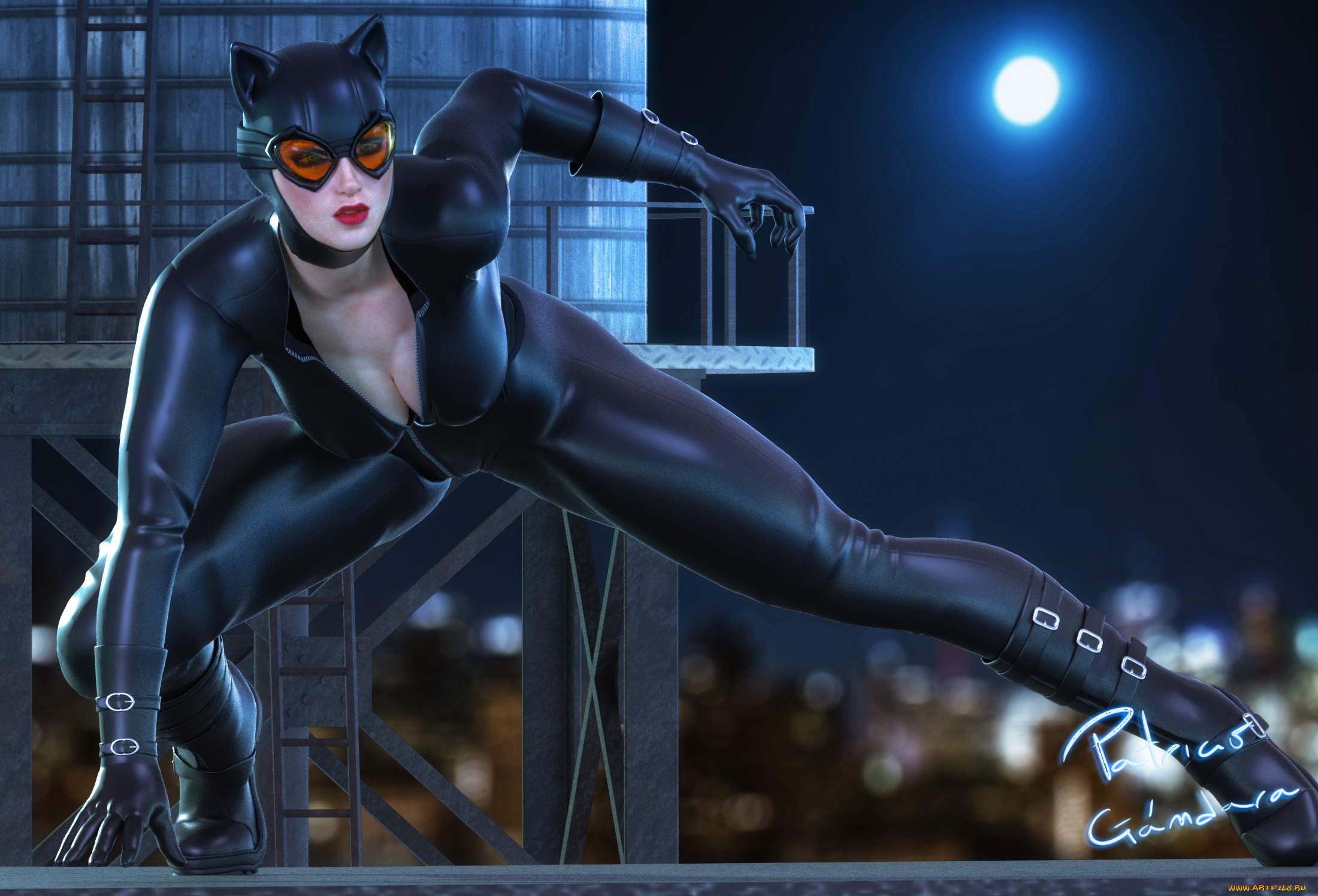 Catwoman unzipping